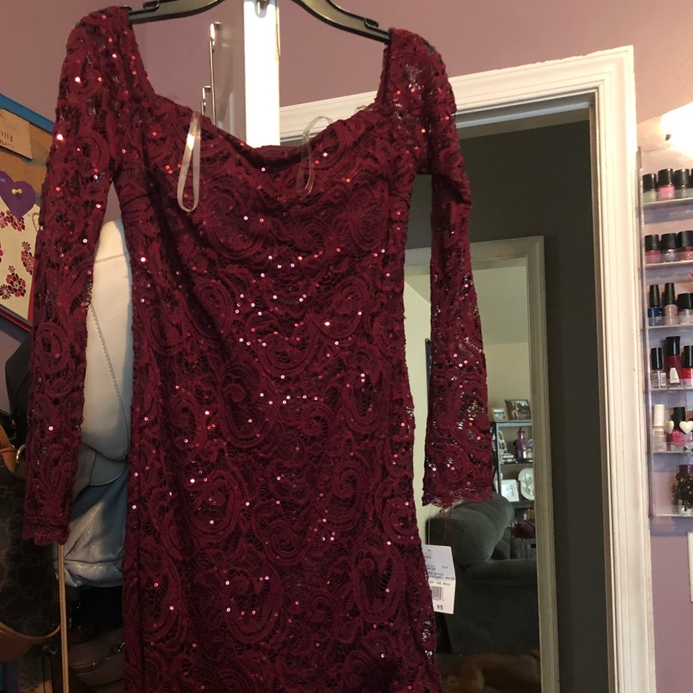 Burgundy David's Bridal Dress